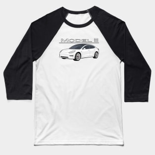 The Model 3 Car electric vehicle white Baseball T-Shirt